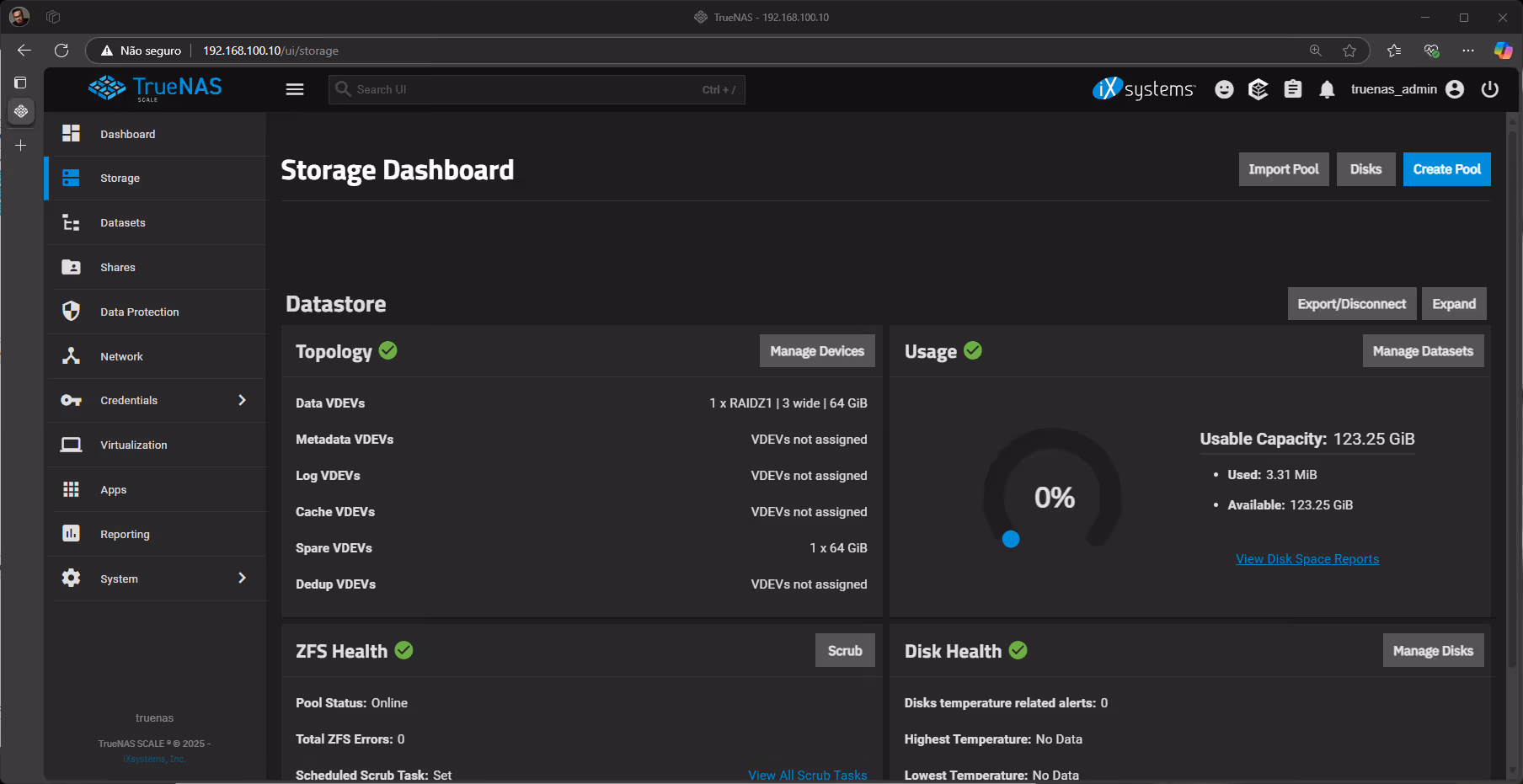 Pool criado com sucesso